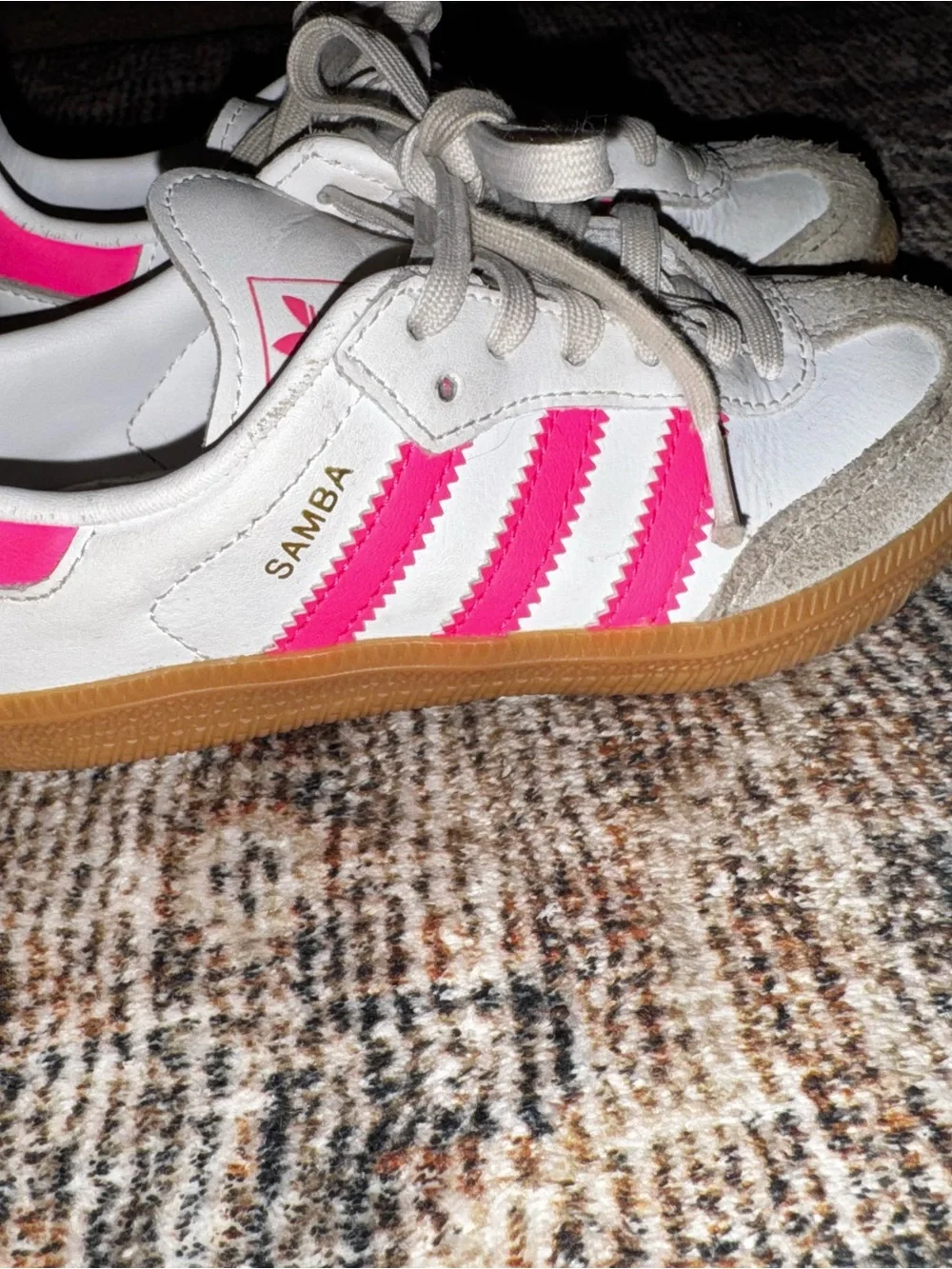 Kids adidas White and Pink sambas